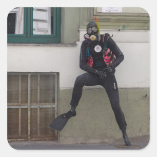 Droge Scuba-duiker Vierkante Sticker