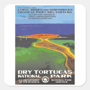 Droge tortugas - Vintage Travel Vierkante Sticker