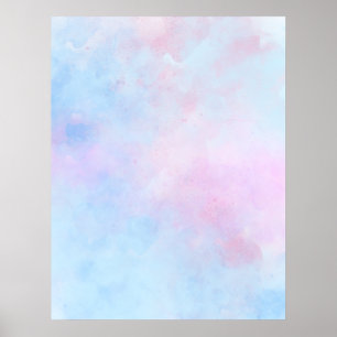 Droge Waterverf Roze Blauw Poster