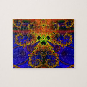 Drogen Blauwe en gele fractale kunst Legpuzzel
