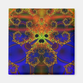 Drogen | Blauwe en gele fractale kunst Magneet (Voorkant)