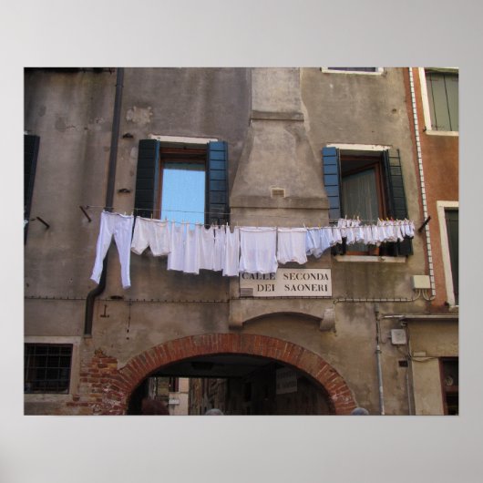 Drogen van wasgoed in Venetië, Italië Poster (Voorkant)