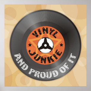 Drogué de vinyle - et fier de lui affiche beige