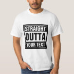 DROIGHT OUTTA typographie t-shirts | Personnalisez<br><div class="desc">Faites vos propres t-shirts DROIGHT OUTTA personnalisés. Tête de typographie drôle avec de grosses lettres. Ajoutez votre propre ville, parodie ou citation à ce modèle / générateur de mèmes. Mignonne idée cadeau de mème en noir et blanc pour hommes, femmes et enfants ados. Exemples personnalisés cool : Droit devant le...</div>
