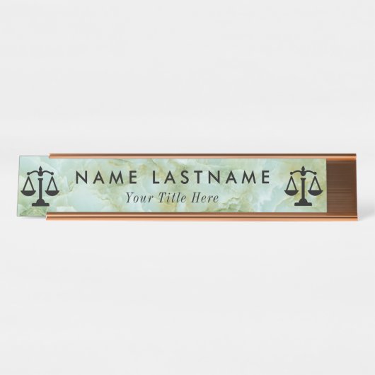 Droit | Échelles de justice | Plaque de nom du bur (Devant)