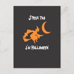 Drol Ik kan niet met Halloween heks en balai. Briefkaart