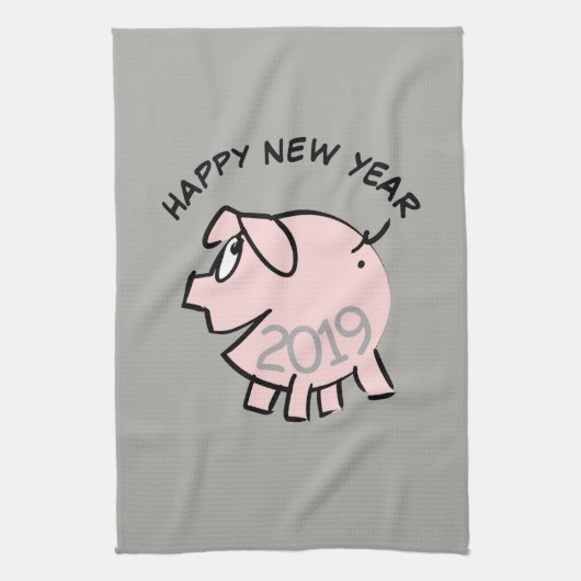 Drôle 3 Cartoon Cochon Année 2019 Serviette de cui (Vertical)