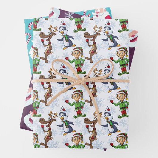 Drôle 3 feuilles de Noël Thème Papier enveloppant (En situation)