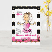 Drôle 40e carte d'anniversaire pour elle (Fleur jaune)