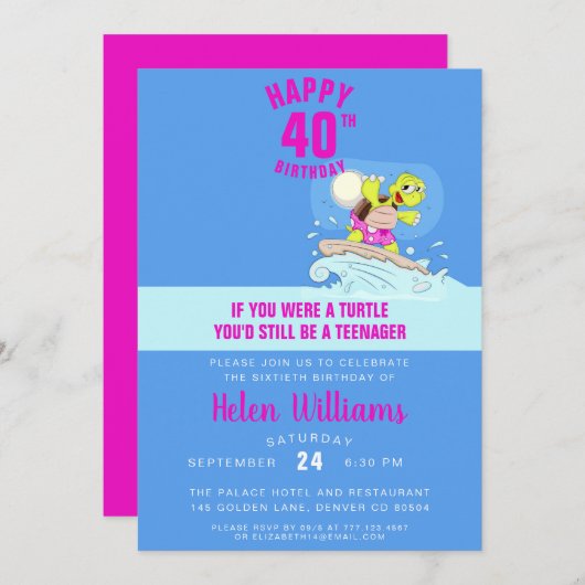 Drôle 40ème anniversaire invitation (Devant / Derrière)