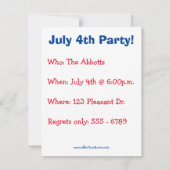 Drôle 4 Juillet Invitation Du Parti (Dos)