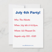 Drôle 4 Juillet Invitation Du Parti (Dos)