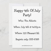 Drôle 4 juillet Invitations de fête (Dos)