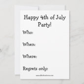 Drôle 4 juillet Invitations de fête (Dos)