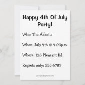 Drôle 4 juillet Invitations de fête (Dos)