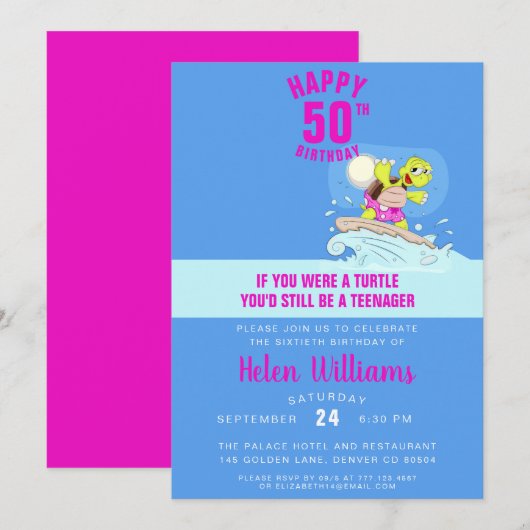 Drôle 50ème anniversaire invitation (Devant / Derrière)