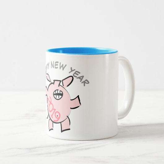 Drôle 5 Dessin Illustration Cochon Année 2019 Mug (Devant droit)