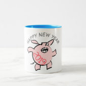 Drôle 5 Dessin Illustration Cochon Année 2019 Mug (Centre)