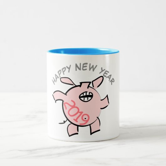 Drôle 5 Dessin Illustration Cochon Année 2019 Mug (Centre)