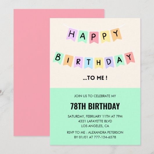 Drôle 78e anniversaire invitations Joyeux annivers (Devant / Derrière)