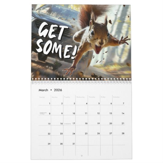 Drôle Action Squirrel Calendrier 2025 "Obtenez-en" (Mar 2026)