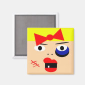 Drôle aimant de boxe féminine abstraite (Recto/Verso)