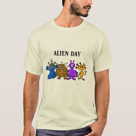 Drôle Aliens De Dessin Tout Autour Du T-shirt (Devant)