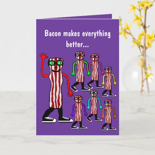 Drôle Aliments Bacon & Oeuf Carte d'anniversaire C (Fleur jaune)