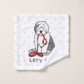 Drôle Allons-y ! Walk Old English Sheepdog (Gris 1 (Gant de toilette)