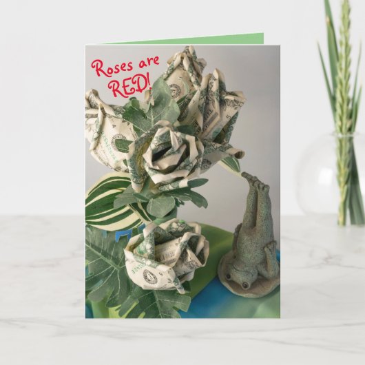 Drôle argent papier vert roses humour carte d'anni (Devant)