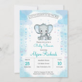 drôle Baby shower d'aquarelle Elephant Invitation (Devant)