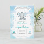 drôle Baby shower d'aquarelle Elephant Invitation (Debout devant)