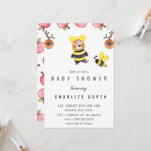 drôle Baby shower Teddy Bear Honey Bee Invitation