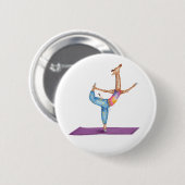 Drôle badge rond de girafe de yoga (Devant & derrière)