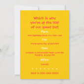 Drôle Banquet Thanksgiving Cartoon Invitation Card (Dos)