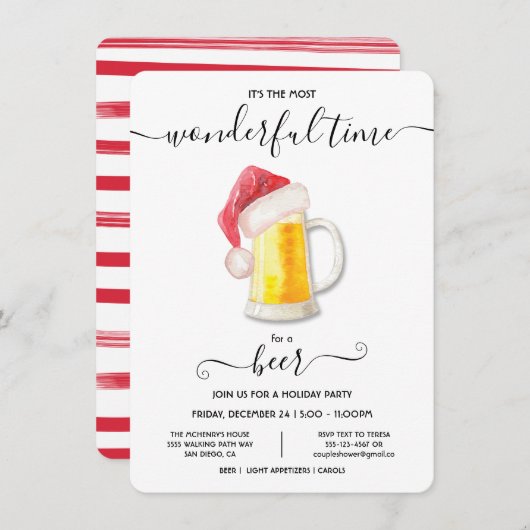 Drôle Bière Noël Fête Invitation (Devant / Derrière)