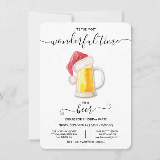 Drôle Bière Noël Fête Invitation (Devant)