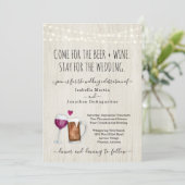 Drôle Bière & Vin Thème Faire-part de mariage (Debout devant)