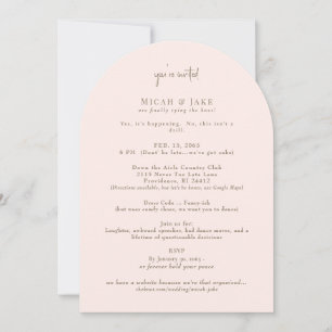 Drôle Blush & Gold Faire-part de mariage inhabitue