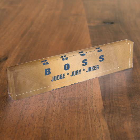 Drôle Boss Copper Et Navy Desk Plaques D'Identific (Taille)