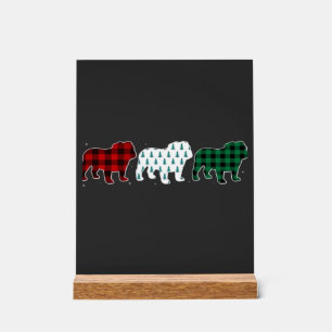Drôle Bulldog Anglais Carreaux Rouges Noël Amour d