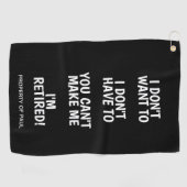 Drôle cadeau de retraite serviette de golf avec no (Horizontal)