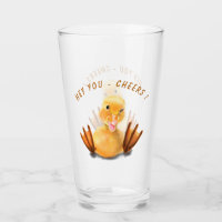 Drôle cadeau en verre avec un canard heureux - Bra