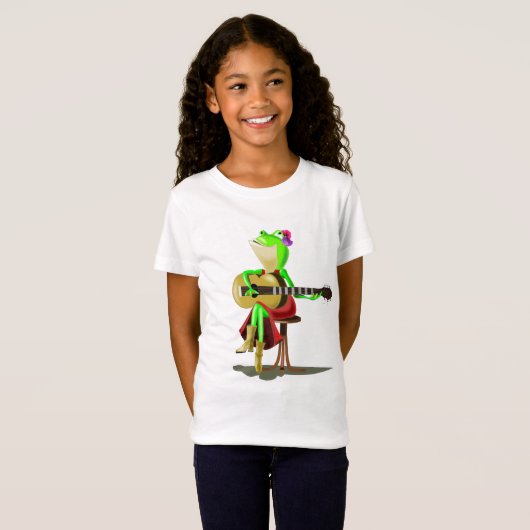 Drôle cadeau T-shirt avec grenouille Jouer de la g (Devant entier)