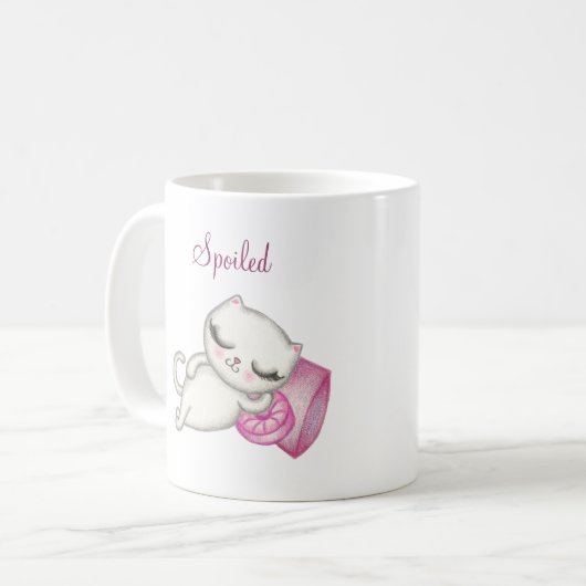 Drôle café blanc de chat Mug (Devant gauche)