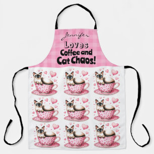 Drôle café de chat tout-en-dessus Imprimer tablier