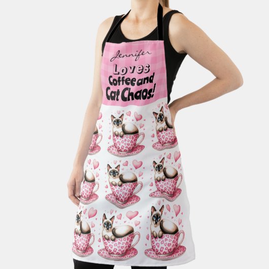 Drôle café de chat tout-en-dessus Imprimer tablier (Insitu)