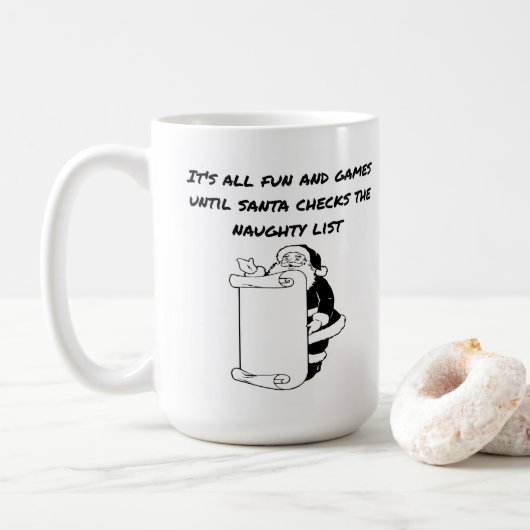Drôle café de Noël Mug | Père Noël Coffee Mug | (Avec donut)