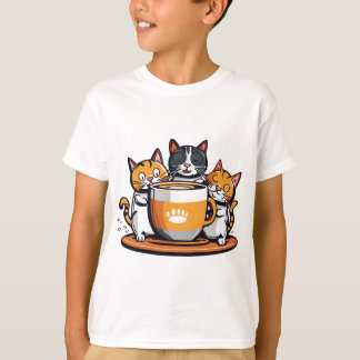 Drôle Café et catras pour enfants T-shirt