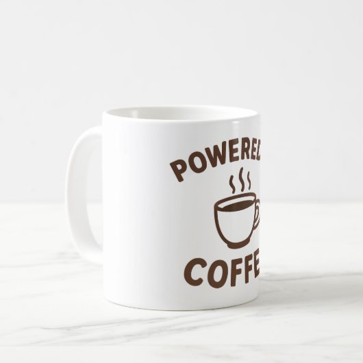 Drôle café Mug - Conception "Powered by Coffee" (Devant gauche)